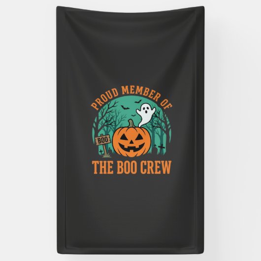 Boo Crew Halloween Geest Pompoen Ontwerp_1 Spandoek (Verticaal)