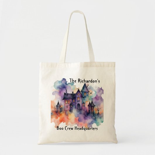 Boo Crew Headquarters Haunted House Halloween Tote Bag (Voorkant)