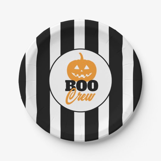 Boo Crew Jack O Lantern Halloween Party Papieren Bordje (Voorkant)