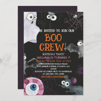 Boo Crew Leuke Kinder Halloween Verjaardagsfeest Kaart