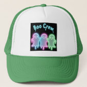 Boo Crew Neon Ghosts Halloween Trucker Hat Pet (Voorkant)