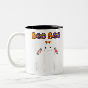 Boo Crew Nurse Funny Halloween Costume F Tweekleurige Koffiemok