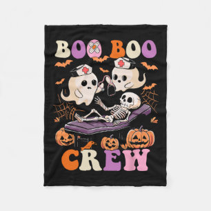 Boo Crew Nurse Halloween Ghost Skeleton Nurses Run Fleece Deken
