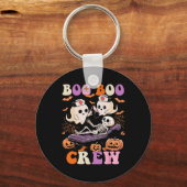 Boo Crew Nurse Halloween Ghost Skeleton Nurses Run Sleutelhanger (Voorkant)