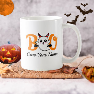 Boo Crew Oranje Halloween Familie Gepersonaliseerd Koffiemok