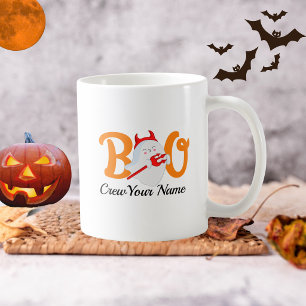 Boo Crew Oranje Halloween Familie Gepersonaliseerd Koffiemok