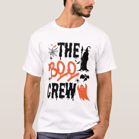 Boo Crew Oranje T-shirt – Leuke Familie Halloween (Voorkant)