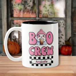 Boo Crew Pink gepersonaliseerd Tweekleurige Koffiemok