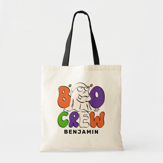 BOO Crew Retro Kleurrijke Gepersonaliseerde Hallow Tote Bag (Voorkant)