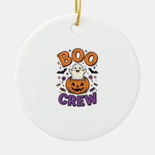 Boo Crew Schattig Geest Pompoen Halloween Shirt On Keramisch Ornament