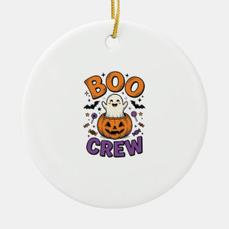 Boo Crew Schattig Geest Pompoen Halloween Shirt On Keramisch Ornament