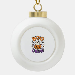 Boo Crew Schattig Geest Pompoen Halloween Shirt On Keramische Bal Ornament