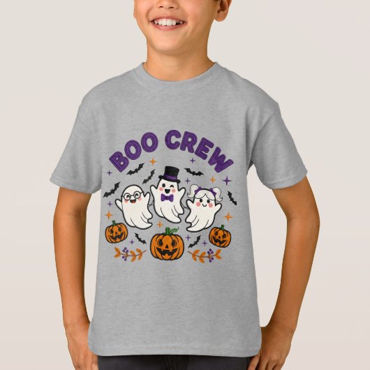 Boo Crew Schattige Halloween Ghosts T-shirt (Voorkant)