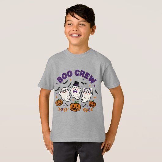 Boo Crew Schattige Halloween Ghosts T-shirt (Voorkant volledig)