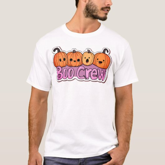 Boo Crew Schattigee pompoenen Halloween T-shirt (Voorkant)