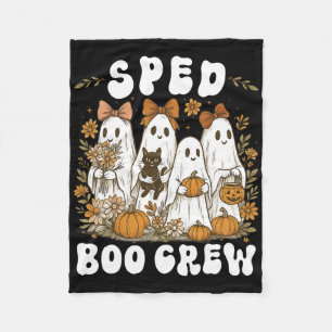 Boo Crew Speed Teacher Wildflower Halloween Ghost Fleece Deken