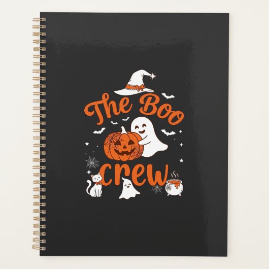 Boo Crew Spook Pompoen Witte Kat Heksenhoed Planner (Voorkant)