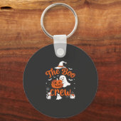 Boo Crew Spook Pompoen Witte Kat Heksenhoed Sleutelhanger (Voorkant)