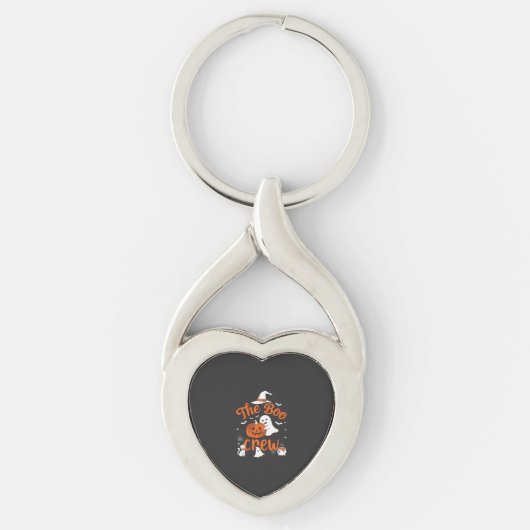 Boo Crew Spook Pompoen Witte Kat Heksenhoed Sleutelhanger (Voorkant)