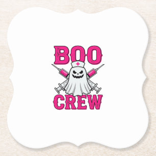 Boo Crew Verpleegster Geest Halloween Kartonnen Onderzetters