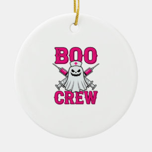 Boo Crew Verpleegster Geest Halloween Keramisch Ornament