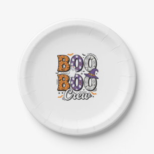 Boo Crew Verpleegster Halloween Vintage Shirt Ontw Papieren Bordje