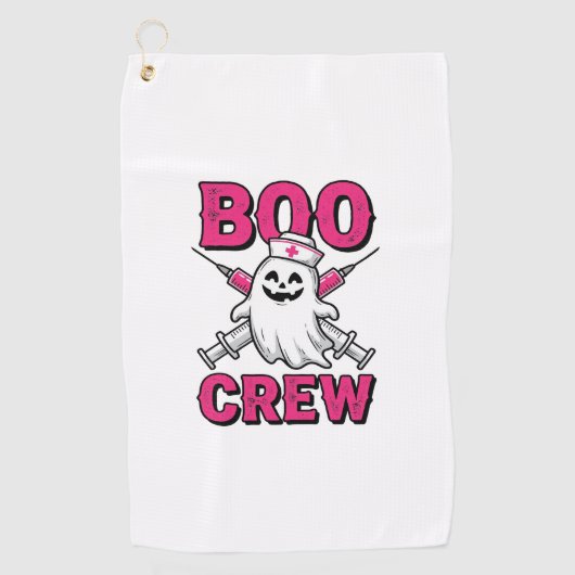 Boo Crew Verpleegster Spook Halloween Vector Ontwe Golfhanddoek (Voorkant)