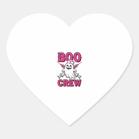 Boo Crew Verpleegster Spook Halloween Vector Ontwe Hart Sticker (Voorkant)