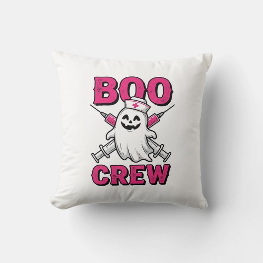 Boo Crew Verpleegster Spook Halloween Vector Ontwe Kussen (Voorkant)