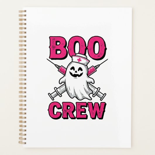 Boo Crew Verpleegster Spook Halloween Vector Ontwe Planner (Voorkant)