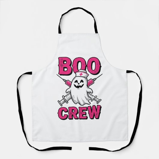 Boo Crew Verpleegster Spook Halloween Vector Ontwe Schort (Voorkant)
