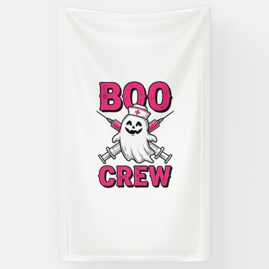 Boo Crew Verpleegster Spook Halloween Vector Ontwe Spandoek (Verticaal)