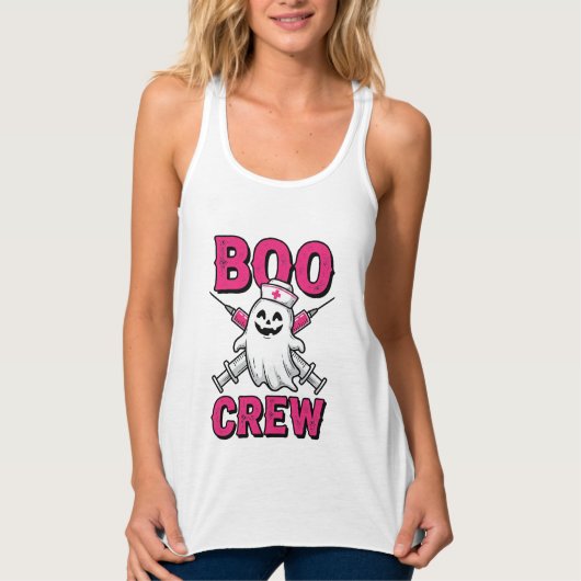 Boo Crew Verpleegster Spook Halloween Vector Ontwe Tanktop (Voorkant)