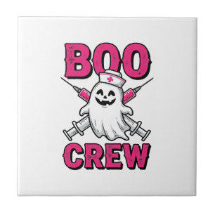 Boo Crew Verpleegster Spook Halloween Vector Ontwe Tegeltje