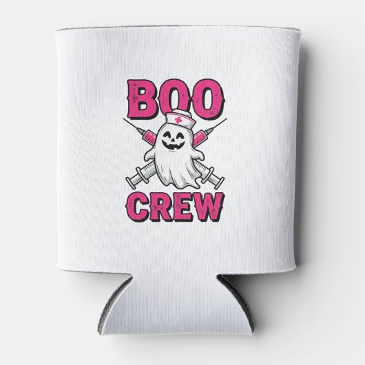 Boo Crew Verpleegster Spook Halloween Vectorontwer Blikjeskoeler (Voorkant)