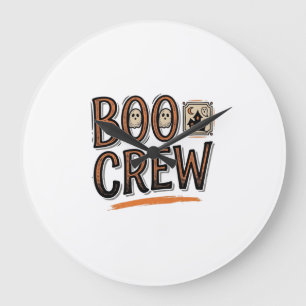 Boo Crew Vintage Halloween Gravure Shirt Ontwerp_ Grote Klok