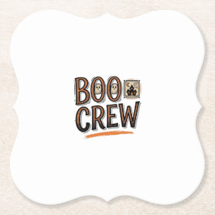 Boo Crew Vintage Halloween Gravure Shirt Ontwerp_ Kartonnen Onderzetters