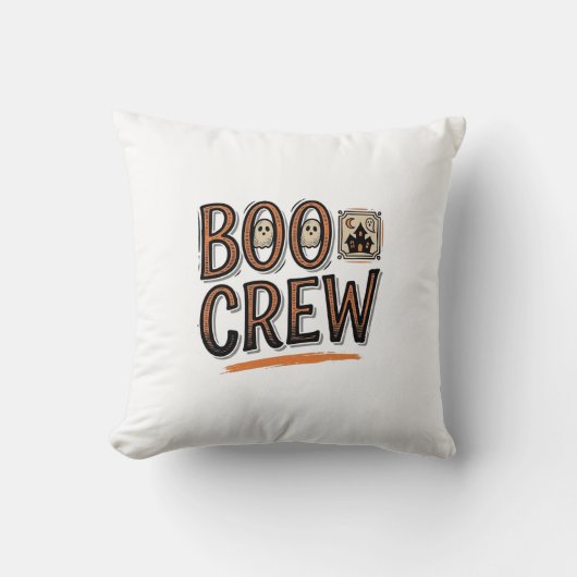 Boo Crew Vintage Halloween Gravure Shirt Ontwerp_ Kussen (Voorkant)