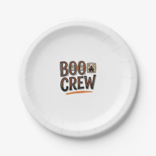 Boo Crew Vintage Halloween Gravure Shirt Ontwerp_ Papieren Bordje