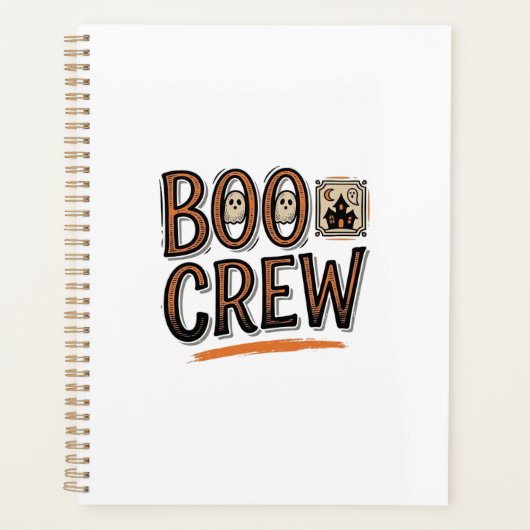 Boo Crew Vintage Halloween Gravure Shirt Ontwerp_ Planner (Voorkant)