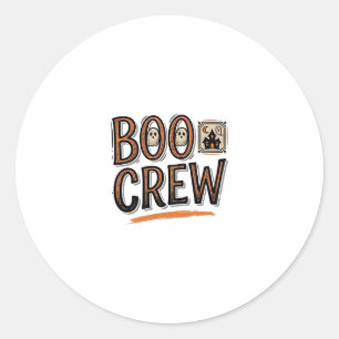 Boo Crew Vintage Halloween Gravure Shirt Ontwerp_ Ronde Sticker