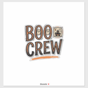 Boo Crew Vintage Halloween Gravure Shirt Ontwerp_ Sticker