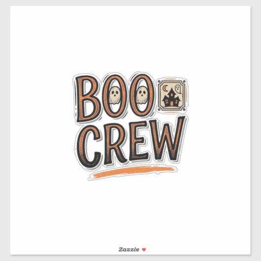 Boo Crew Vintage Halloween Gravure Shirt Ontwerp_ Sticker (Vel)