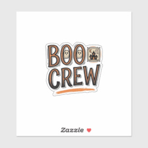 Boo Crew Vintage Halloween Gravure Shirt Ontwerp_ Sticker