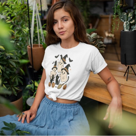 Boo Crew Witchy Ghosts Black Cats Kawaii Halloween T-shirt