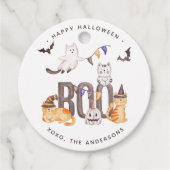 Boo Cute Cats Ghosts Pumpkin Happy Halloween Party Bedankjes Labels (Voorkant)
