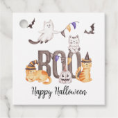 Boo Cute Cats Happy Halloween Ghosts Kind Party Bedankjes Labels (Voorkant)