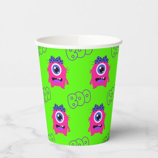 Boo Cute Funny Spooky Monster Papieren Bekers (Links)