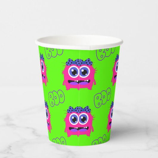 Boo Cute Funny Spooky Monster Papieren Bekers (Rechts)