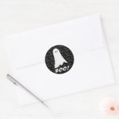 Boo, Cute Ghost Black en White Ronde Sticker (Envelop)